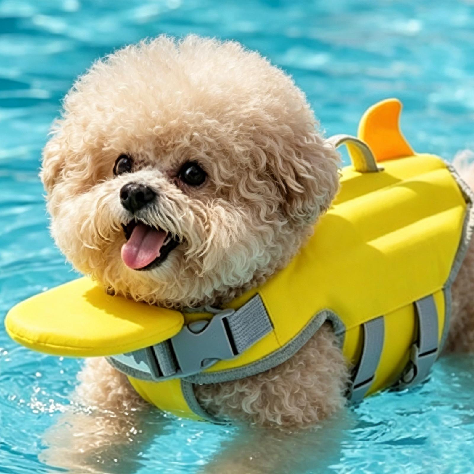 Life Jacket - 子犬、小型犬、中型犬用ペットプール、屋外用救命胴衣、救助ハンドル付き、防水犬用スイミングベスト、フローティングジャケット