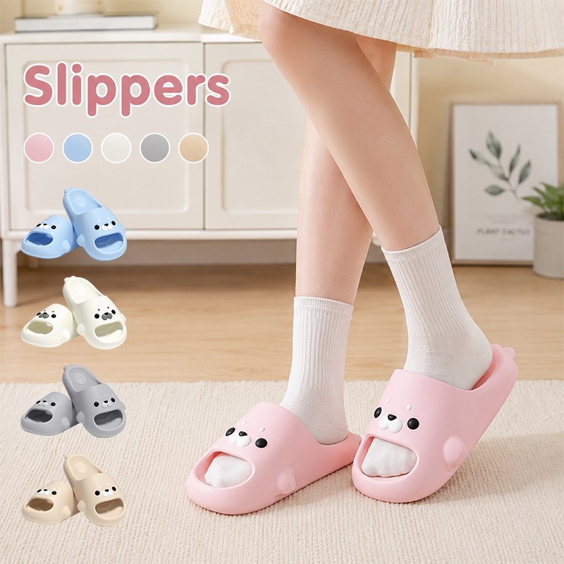 Water Shoes - シールスリッパ、女性用、夏用、柔らかいソール、滑り止め、浴室用、室内用、漫画柄、カジュアル、メンズ、柔らかいビーチサンダル。