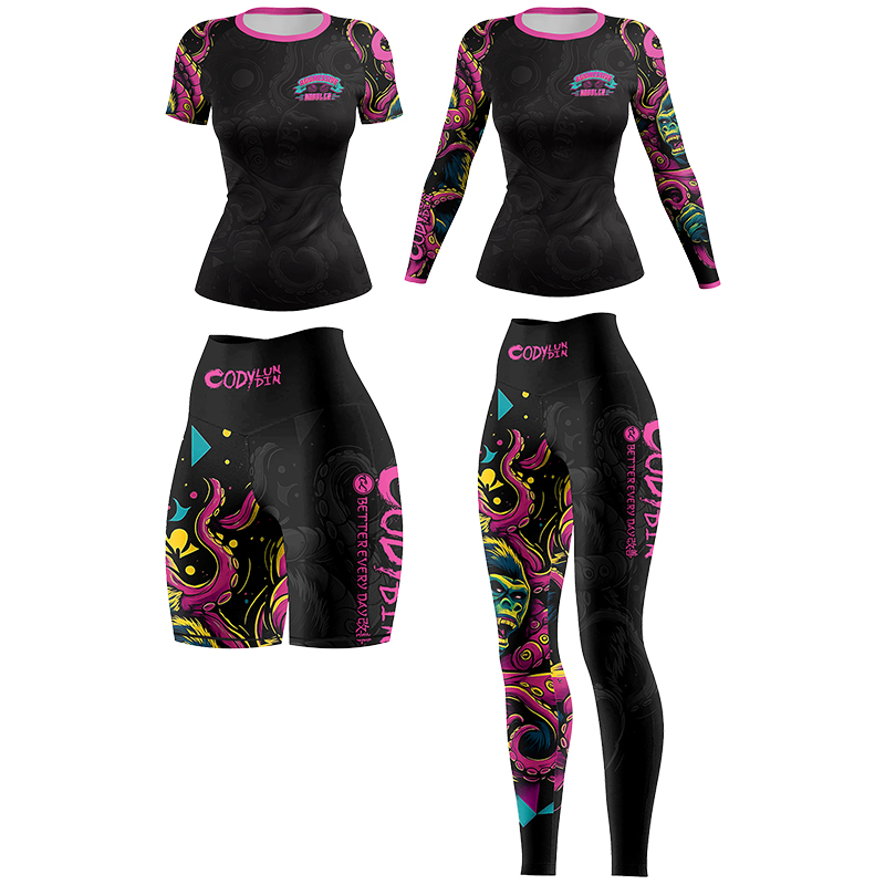 Rash Guard - コーディ・ランディン レディースMMA BJJラッシュガード4点セット プロスパーリング サブミッション グラップリング