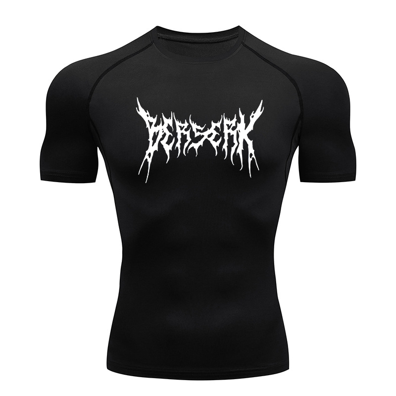 Rash Guard - ジムワークアウトラッシュガード男性用アスレチッククイックドライコンプレッションシャツベルセルクプリントTシャツTシャツトップスアンダーシャツベースレイヤー