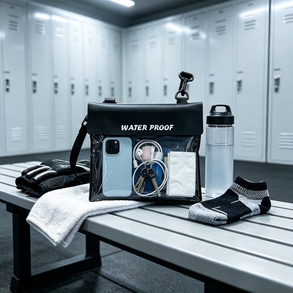 Dry Bag Waterproof - 防水仕様のクロスボディビーチバッグ（ブラック、1個入り）、タッチスクリーン対応の大型スマートフォン用防水ポーチ、水泳、ラフティング、サーフィンなどの水上アクティビティに最適な屋外用防水収納バッグ。