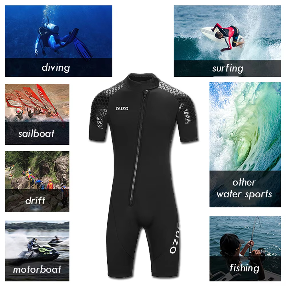 男性用3MMネオプレンダイビングスーツ、半袖ウェットスーツ、 - Snorkeling Gear のレビューと価格